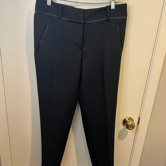 Ann Taylor LOFT Black Marisa Quilted Tuxedo Style Pants, Size 6 - Picture 2 of 13